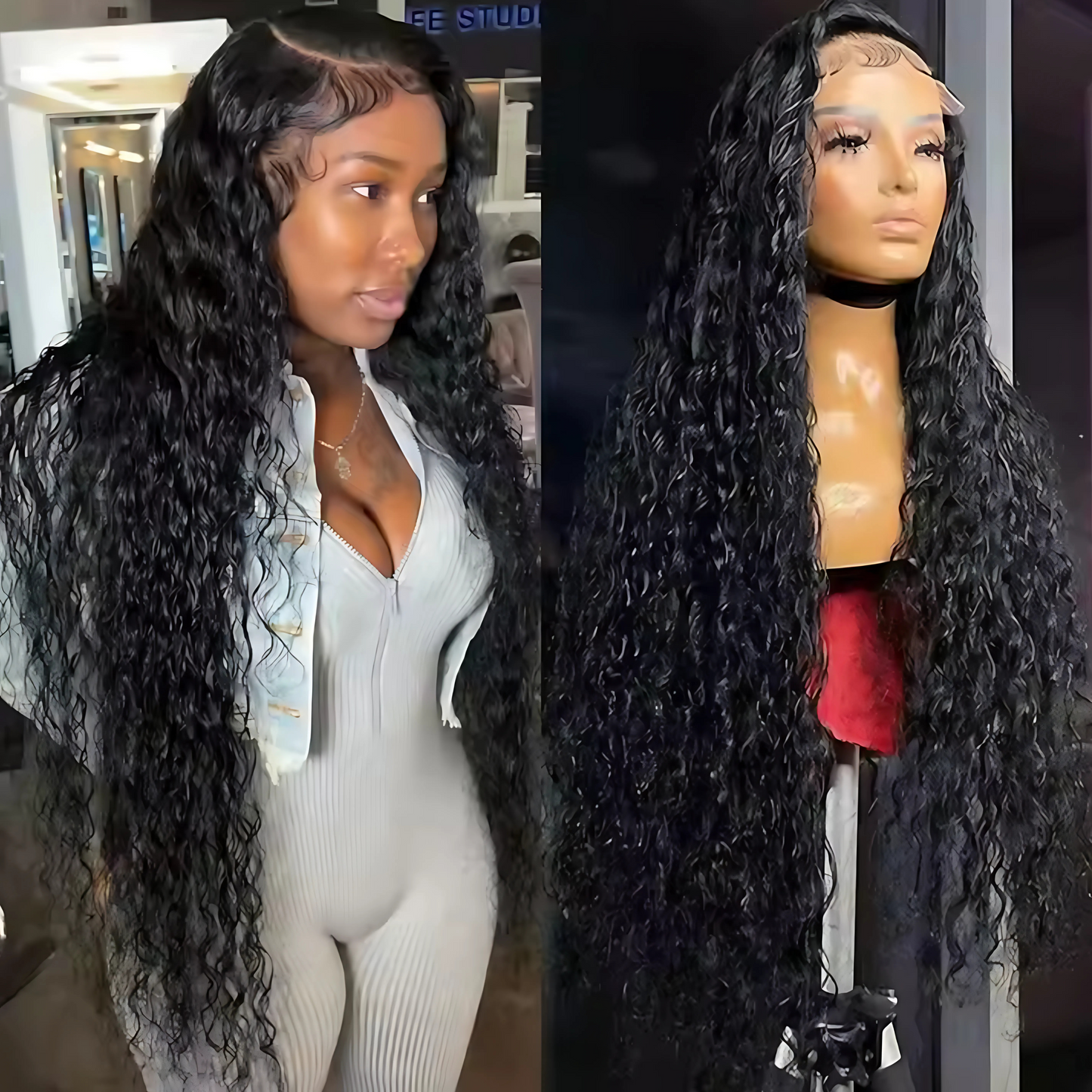 Water Wave Wig | 13x4 HD Lace | Black Human Hair (Lengths 32"-16")