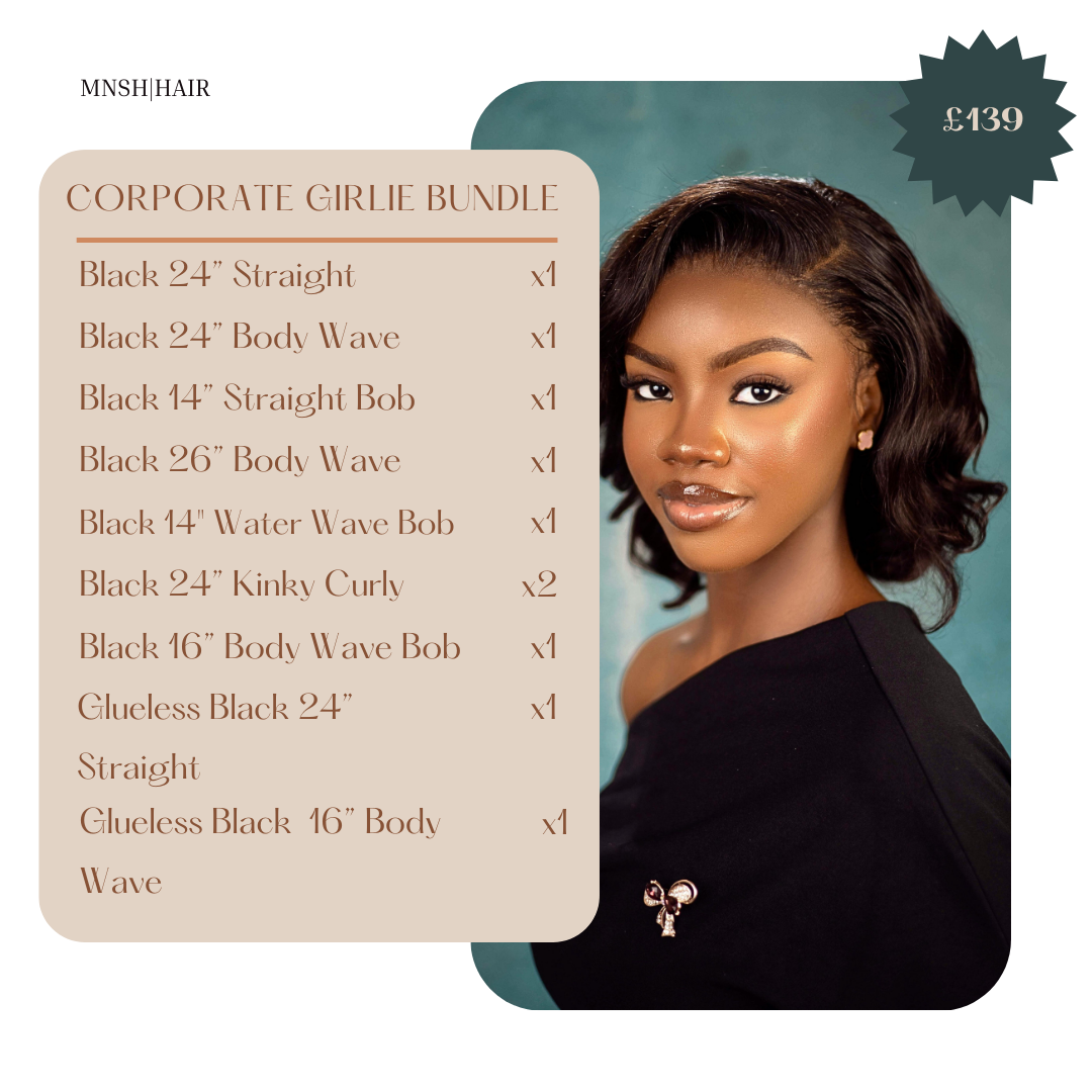 The Corporate Girlie Bundle | 13x4 HD Lace Wig Subscription | Luxury Human Hair, Monthly Moodboards & Exclusive Perks
