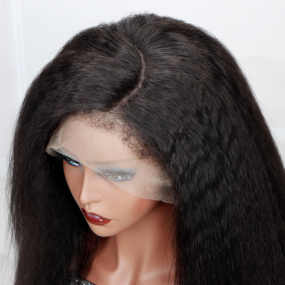Kinky Straight Wig | 13x6 HD Lace |100% Black Human Hair | Lengths 32"-12"