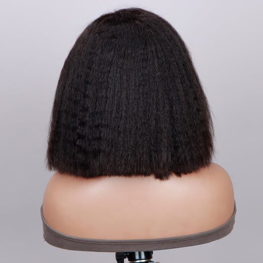 Kinky Straight Bob Wig | 13x6 HD Lace | 100% Black Human Hair | Lengths 16"-12"